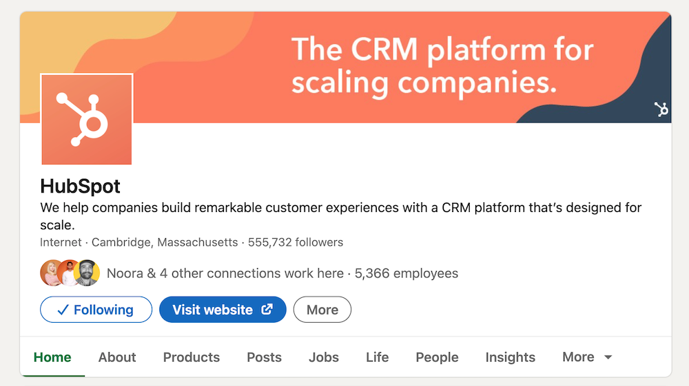 hubspot company page on linkedin for job applications