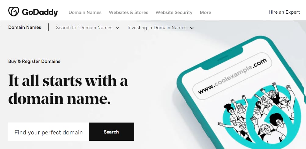 GoDaddy Homescreen: The largest domain registrant in the world