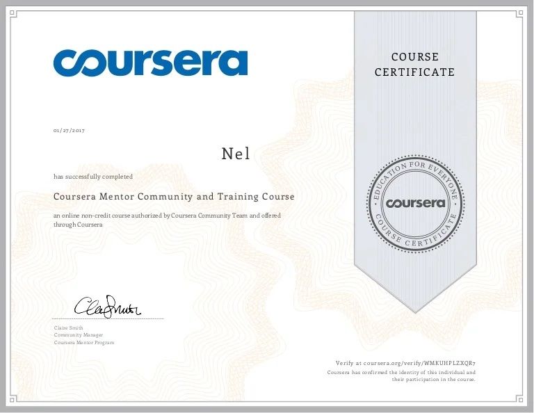 Coursera certification