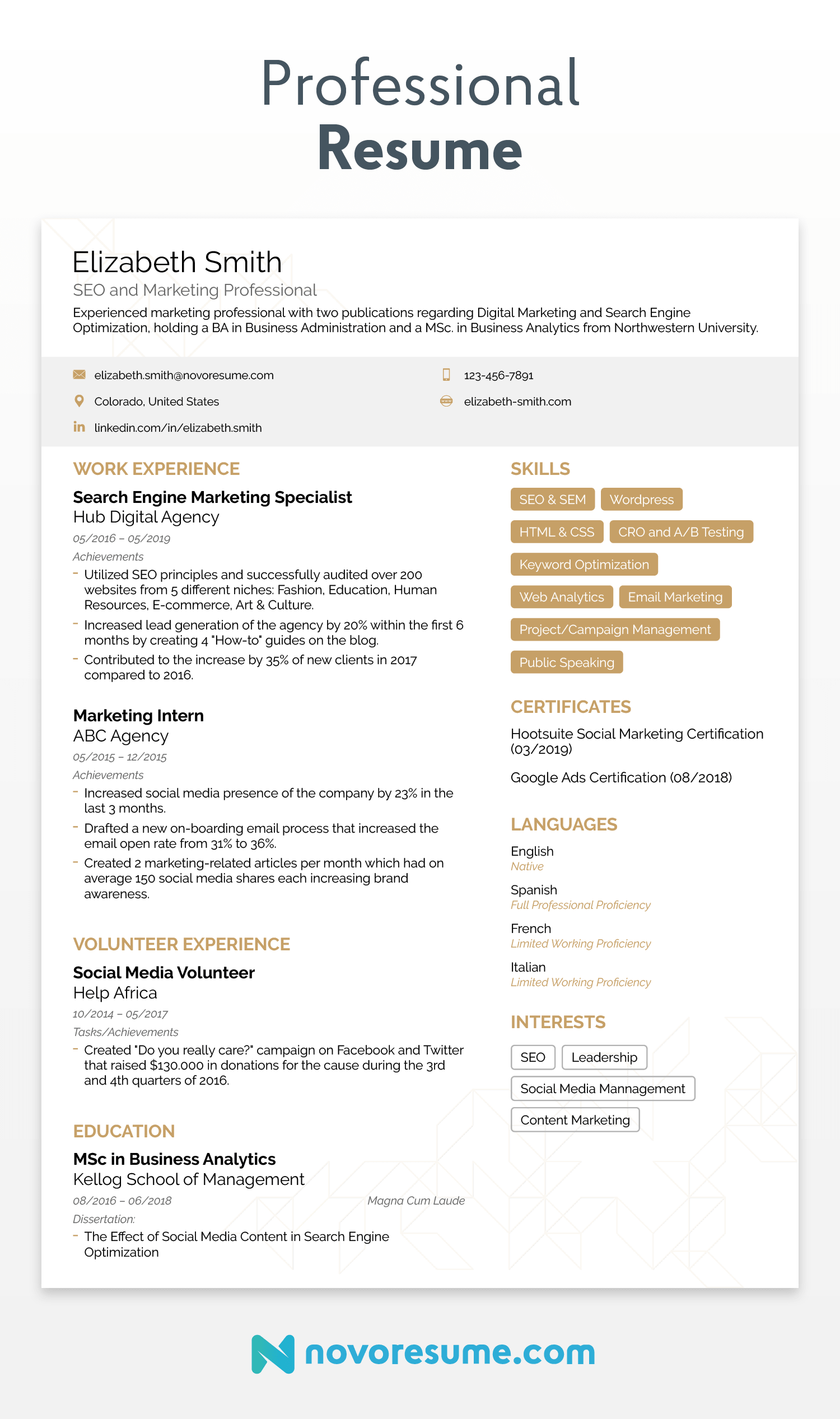 Resume template sample