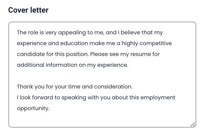 cover letter startup company